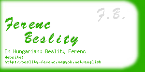 ferenc beslity business card